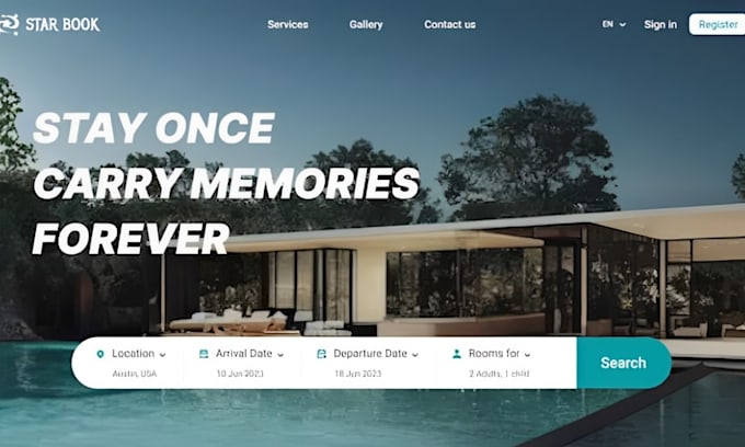 Gig Preview - Build vacation rental short term rental hotel booking website property listing