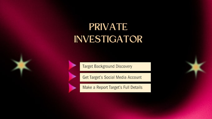 Gig Preview - Be your private investigator