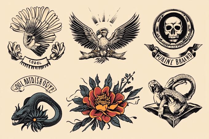 Gig Preview - Make old school or traditional style tattoo logo design