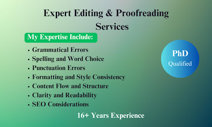 Gig Preview - Offer expert editing and proofreading services