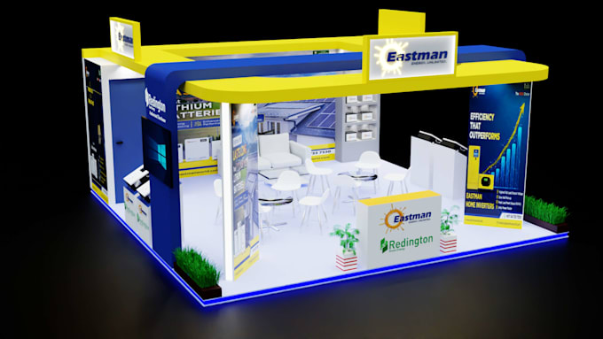 Bestseller - design booth trade show, stall design, kiosk, exhibition stall with 3d render