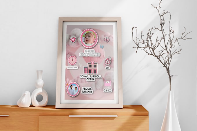 Gig Preview - Create your baby birth frame design