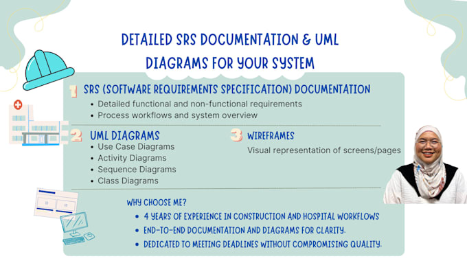 Gig Preview - Create srs documentation and uml diagrams for system construction and hospital