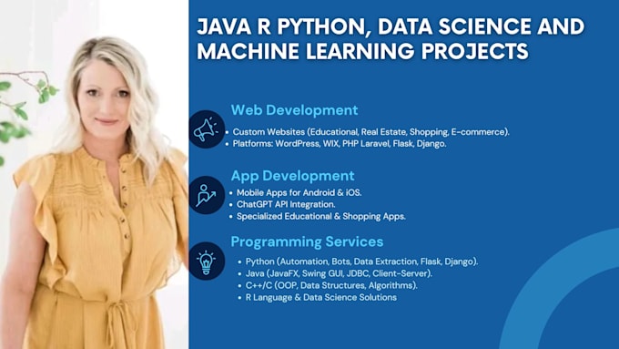 Gig Preview - Do java r python, data science and machine learning projects