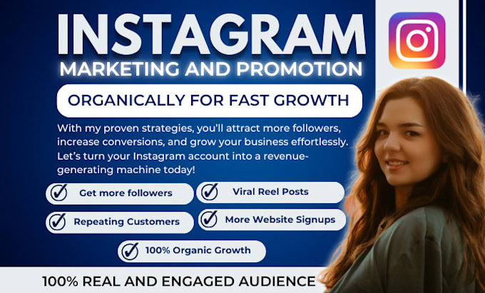 Gig Preview - Do superfast organic instagram growth, promotion and instagram marketing manager