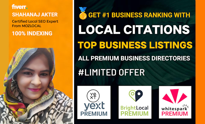 Gig Preview - Build local citation on premium business directories with google indexing