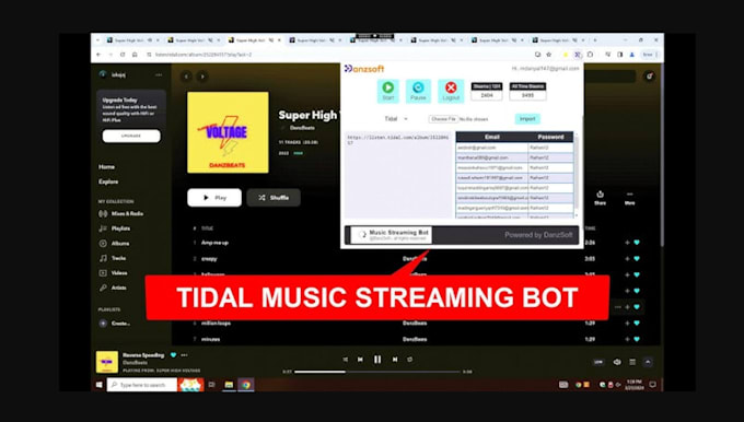 Gig Preview - Make amazon music bot, tidal bot, deezer bot, napster bot, spotify bot