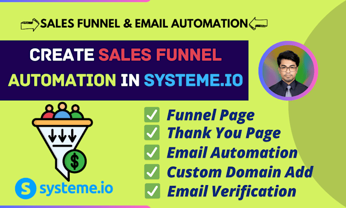 Gig Preview - Create sales funnel in systeme io with email automation