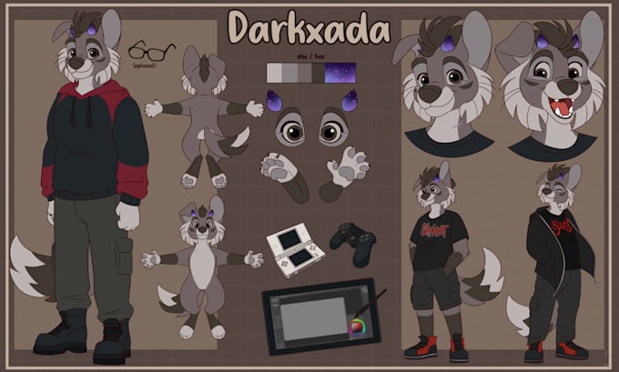 Gig Preview - Draw furry ref sheet or fursona character reference sheet for furry oc character