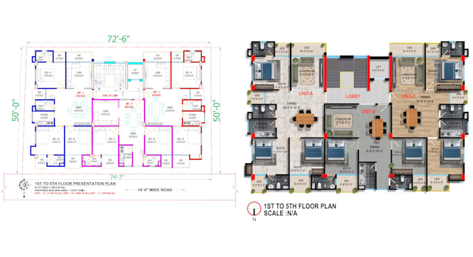 Gig Preview - Create photoshop plan render from your architectural drawings as your need