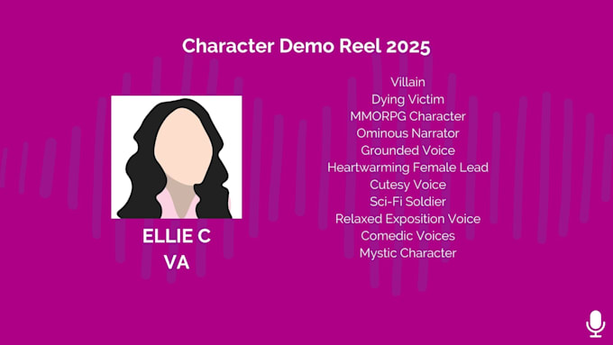 Gig Preview - Voice your female character for games and audio dramas