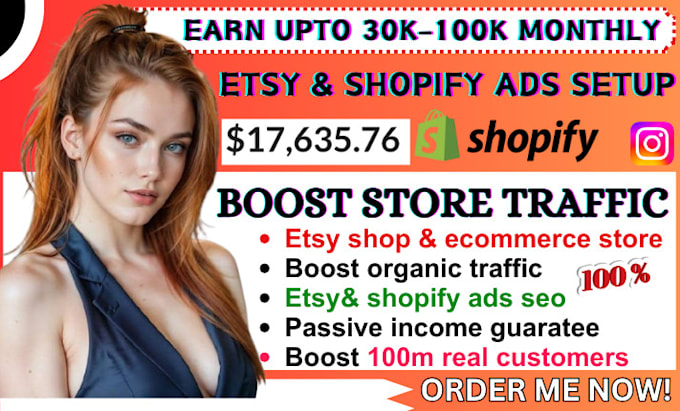 Gig Preview - Shopify website promotion, etsy seo ads campaign boost organic website traffic