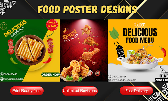 Bestseller - design food posters, food flyers, carousels and social media posts