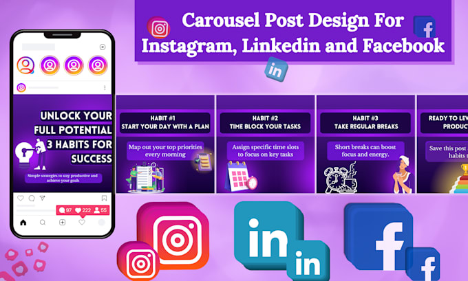 Bestseller - design carousel post for instagram linkedin facebook