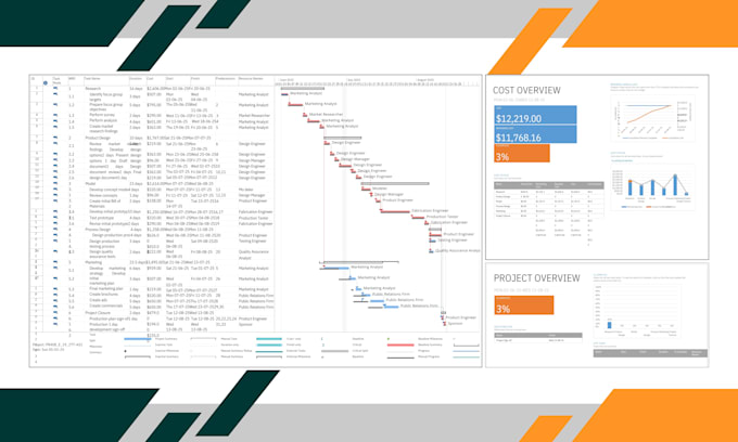 Gig Preview - Create professional gantt charts, wbs, pert, and evm in ms project