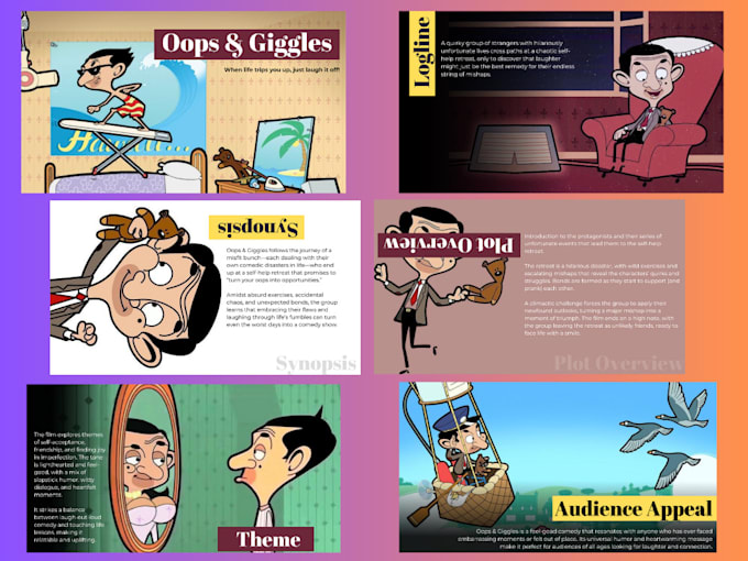 Gig Preview - Design engaging animated, cartoon film pitch deck