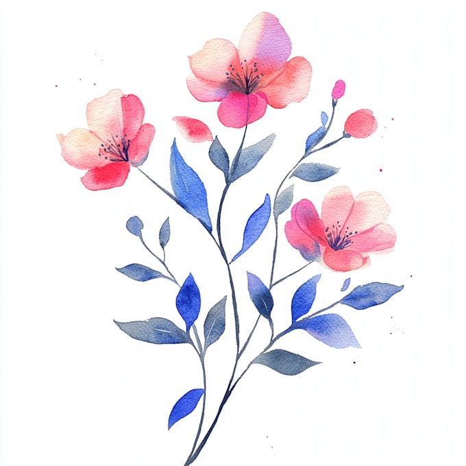 Gig Preview - Paint watercolor flowers, watercolor logo