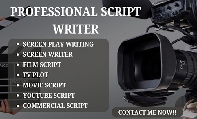 Gig Preview - Write tv shows, movie, youtube, fern, sunnyv2, commercial screenplay scripts