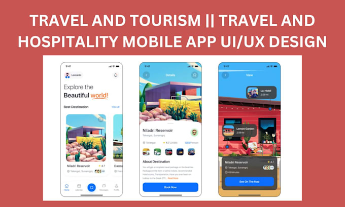 Gig Preview - Travel and tourism, travel and hospitality mobile app uiux design