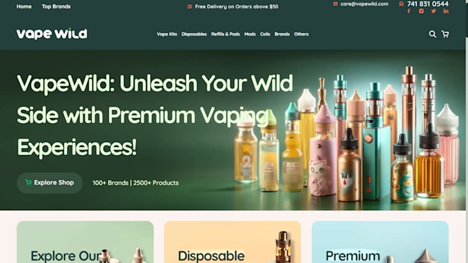 Gig Preview - Design cbd website cigar vape marijuana tobacco shopify store vape accessories