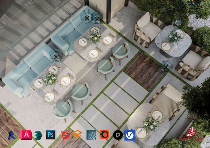 Gig Preview - Do landscape design, backyard, garden, patio, pool and deck 3d rendering