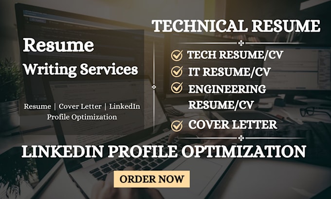 Gig Preview - Write ats tech resume, IT resume, CV, cover letter and linkedin optimization