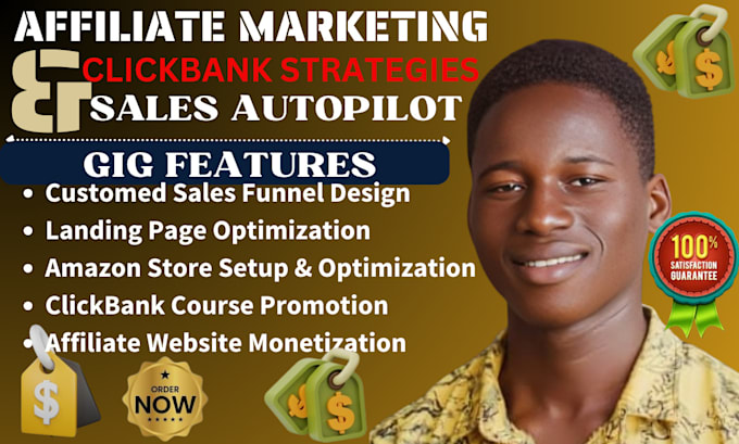 Gig Preview - Effective clickbank affiliate marketing amazon affiliate website sales funnel