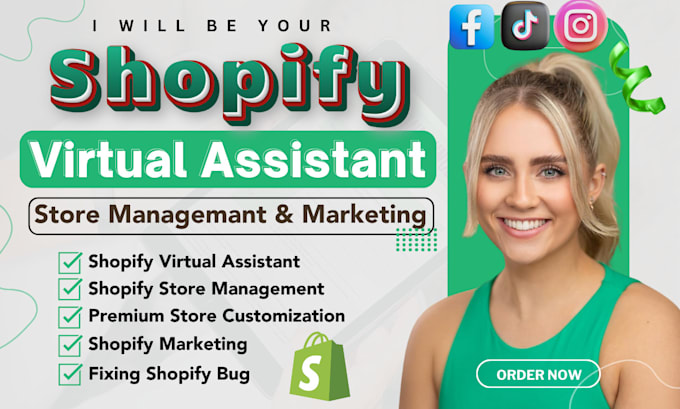 Gig Preview - Be shopify virtual assistant, shopify store manager for shopify sales marketing