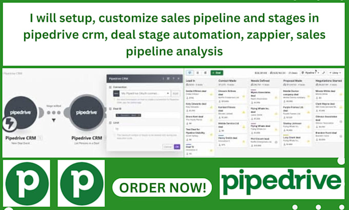 Gig Preview - Setup sales pipeline and stages in pipedrive CRM deal stage automation zappier