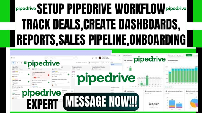 Gig Preview - Setup pipedrive workflow track deals,dashboard reports sales pipeline onboarding