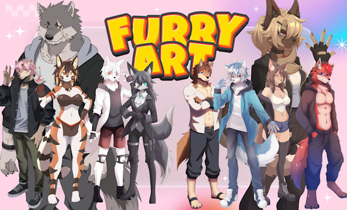 Gig Preview - Furry art, anthro, fursona, and original character in colorful anime style