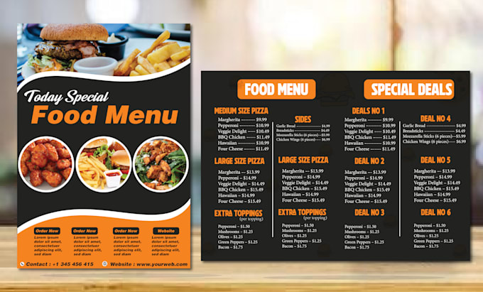 Gig Preview - Do creative catering menu card designs custom food flyers and menu boards