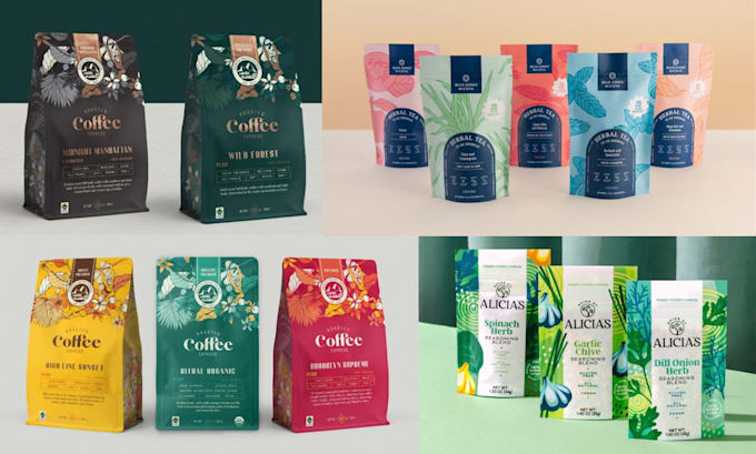 Gig Preview - Design tea or coffee bag ,stand up pouch, coffee packaging and coffee label