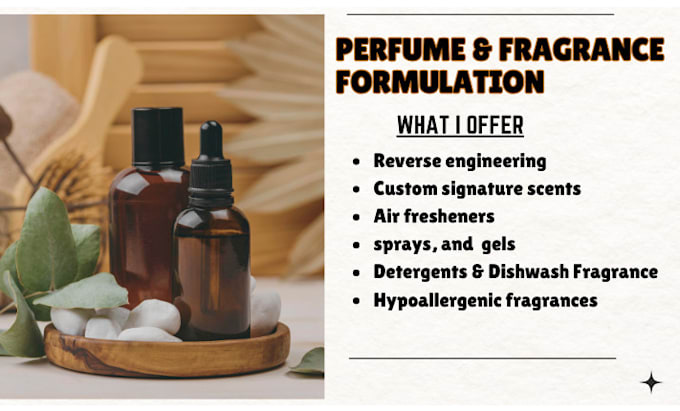 Gig Preview - Craft perfume formulation, fragrance, scents, colognes, deodorants, and oils