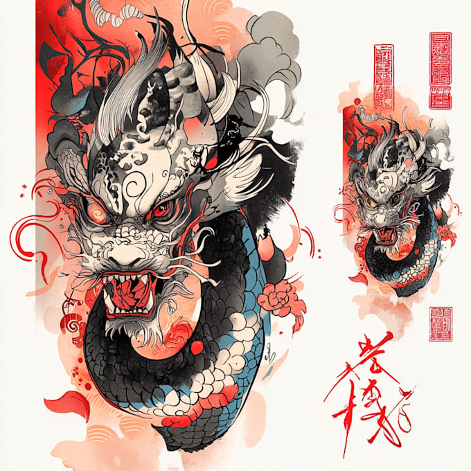 Gig Preview - Create your japanese custom tattoo design and illustration