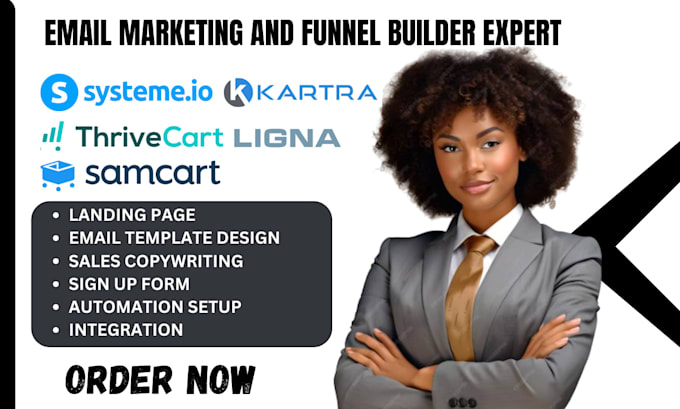 Gig Preview - Thrivecart samcart flowtrack ligna  kartra systeme io sales funnel builder