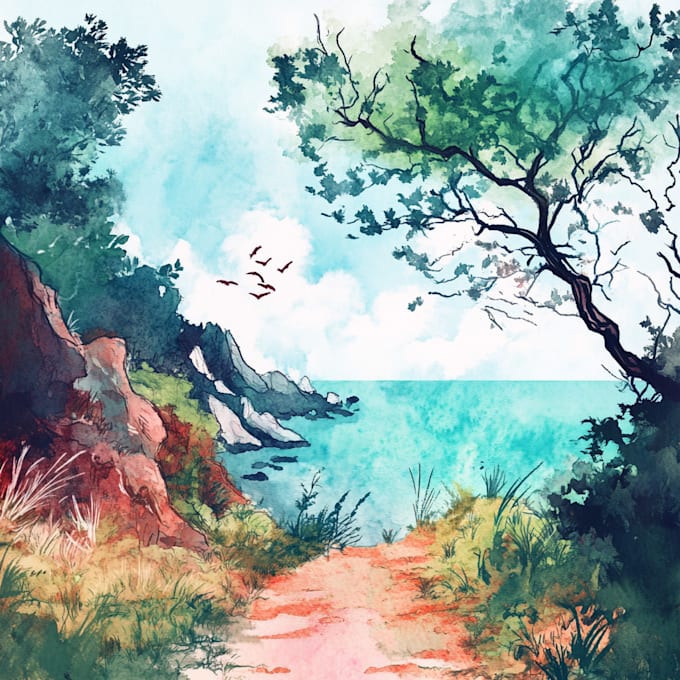 Gig Preview - Draw a watercolor landscape illustration