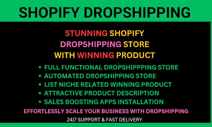 Gig Preview - Create stunning shopify dropshipping store with hot selling products