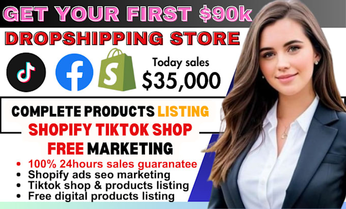 Gig Preview - Manage shopify trump pod or  tiktok shop dropshipping store shopify marketing