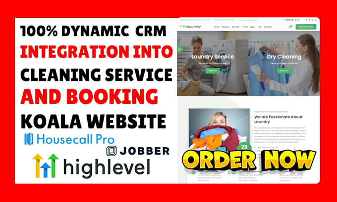 Gig Preview - Integrate housecall pro gohighlevel crm into cleaning and booking koala website