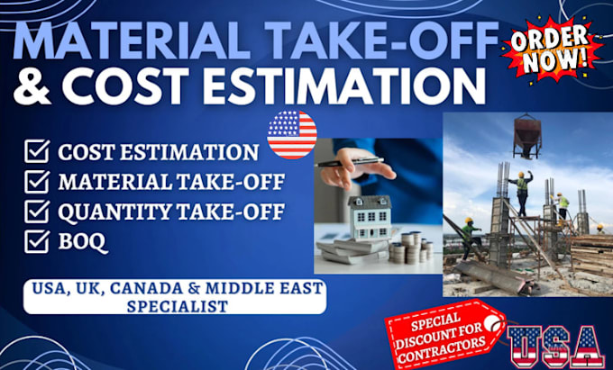 Gig Preview - Do material take off, quantity takeoff construction cost estimation