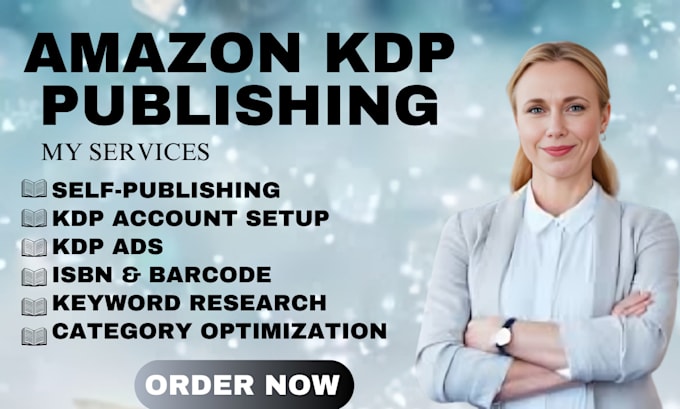 Gig Preview - Do amazon kdp book publishing cover design formatting, kdp ads, keyword research