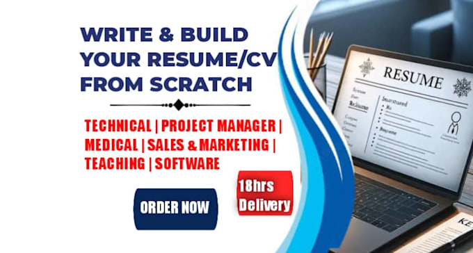 Gig Preview - Build and create resume, CV from scratch, ats friendly resume writing service