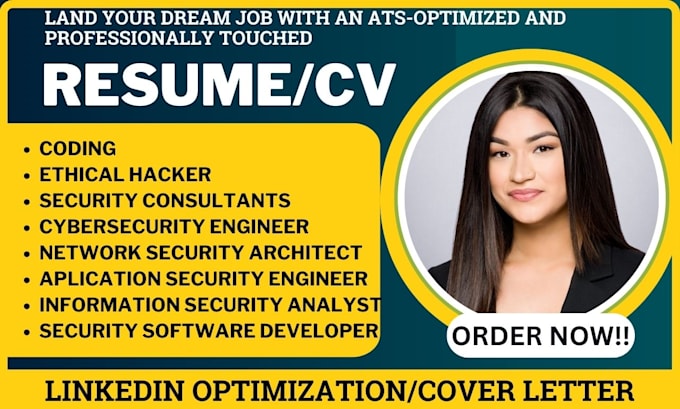 Gig Preview - Write ats optimized cybersecurity resume, software engineer, network security CV