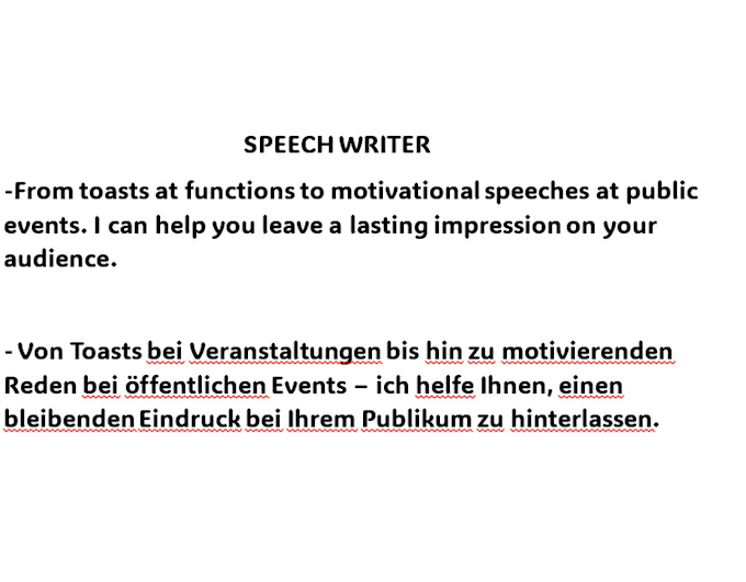 Gig Preview - Help you create well rendered and straightforward speeches