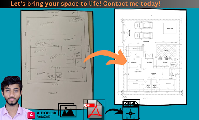 Gig Preview - Convert blueprints,drawing to pdf, sketch,image in autocad,revit,pdf to cad,dwg