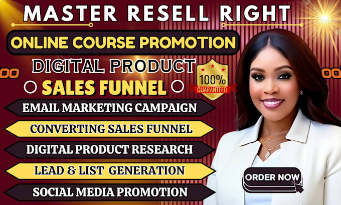 Gig Preview - Boost master resell right course with passive sale, email marketing sales funnel