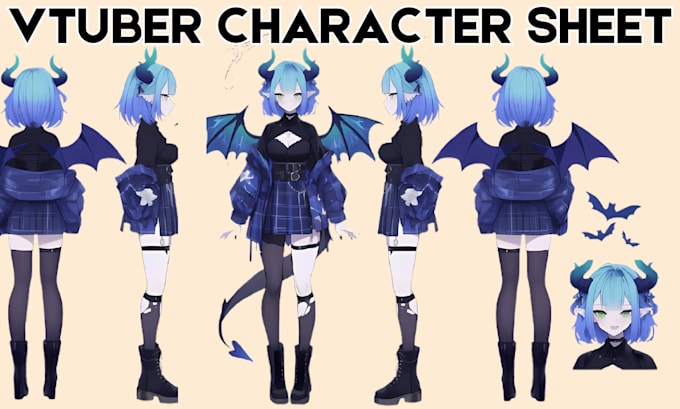 Gig Preview - Draw vtuber model with live2d, vrchat, vtuber, anime, reference sheet, rigging