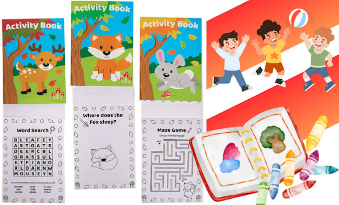 Bestseller - create custom kids coloring book,kid activity book cover, work book, maze,puzzle