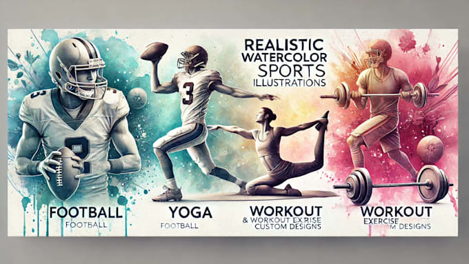 Gig Preview - Do realistic watercolor sports football yoga illustration for workout exercise